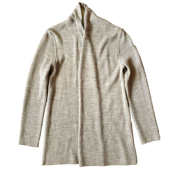 Essential Reversible Alpaca Wool Blend Cardigan Size S Organic Cotton Beige - Picture 7 of 12